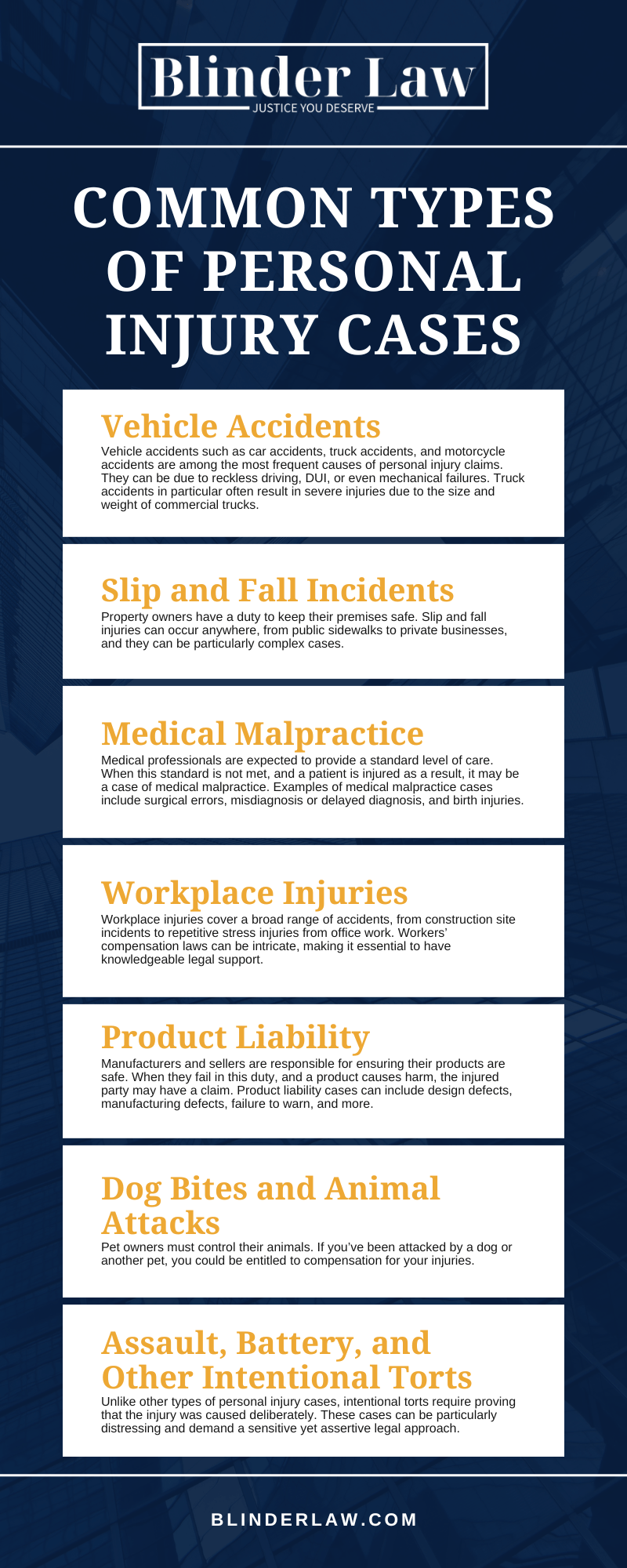 Common Types Of Personal Injury Cases Infographic